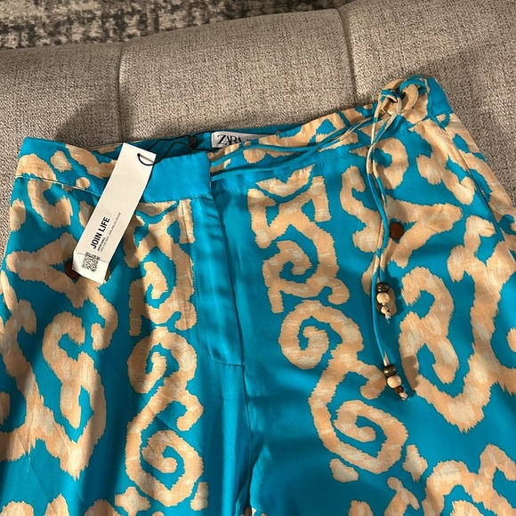 NWT ZARA FLOWING TROUSER SZ L 100% VISCOSE WIDE LEG PANT - Picture 4 of 12